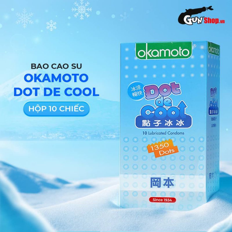 Okamoto Dot De Cool hộp 10 cái Gai lạnh tăng khoái cảm, bền lâu