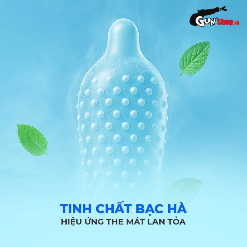 Okamoto Dot De Cool hộp 10 cái Gai lạnh tăng khoái cảm, bền lâu