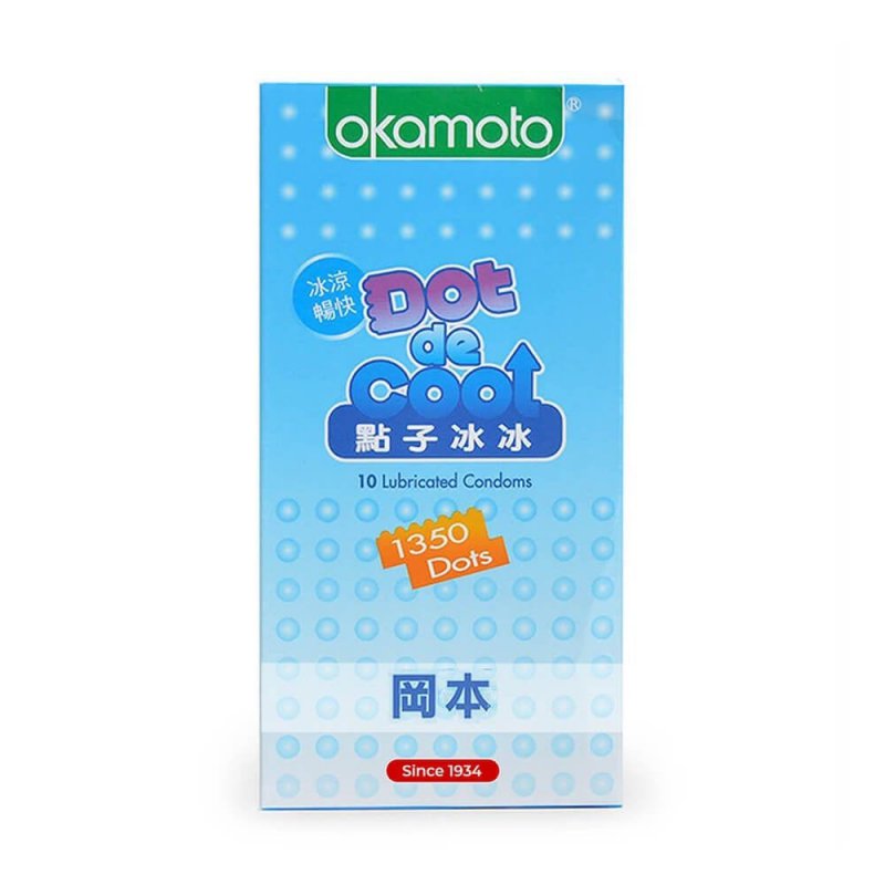 Okamoto Dot De Cool hộp 10 cái Gai lạnh tăng khoái cảm, bền lâu