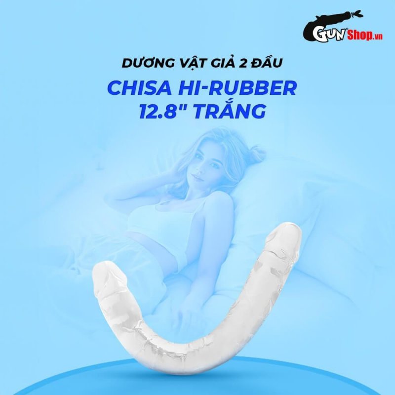 Dương vật giả 2 đầu Chisa Hi-Rubber 12.8 Inch Trắng siêu mềm mại an toàn