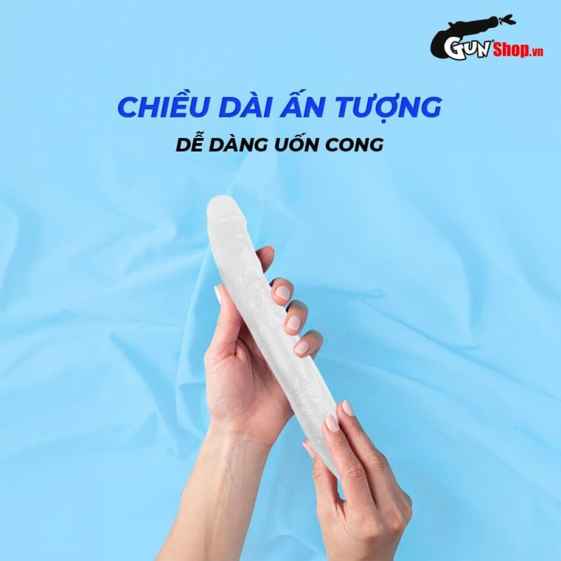 Dương vật giả 2 đầu Chisa Hi-Rubber 12.8 Inch Trắng siêu mềm mại an toàn