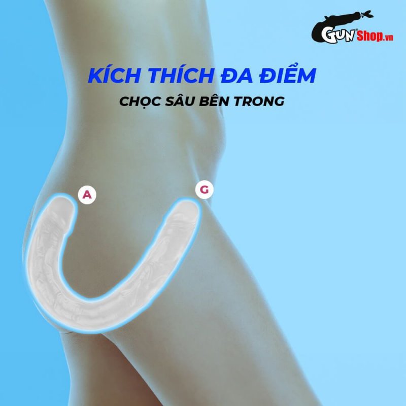 Dương vật giả 2 đầu Chisa Hi-Rubber 12.8 Inch Trắng siêu mềm mại an toàn