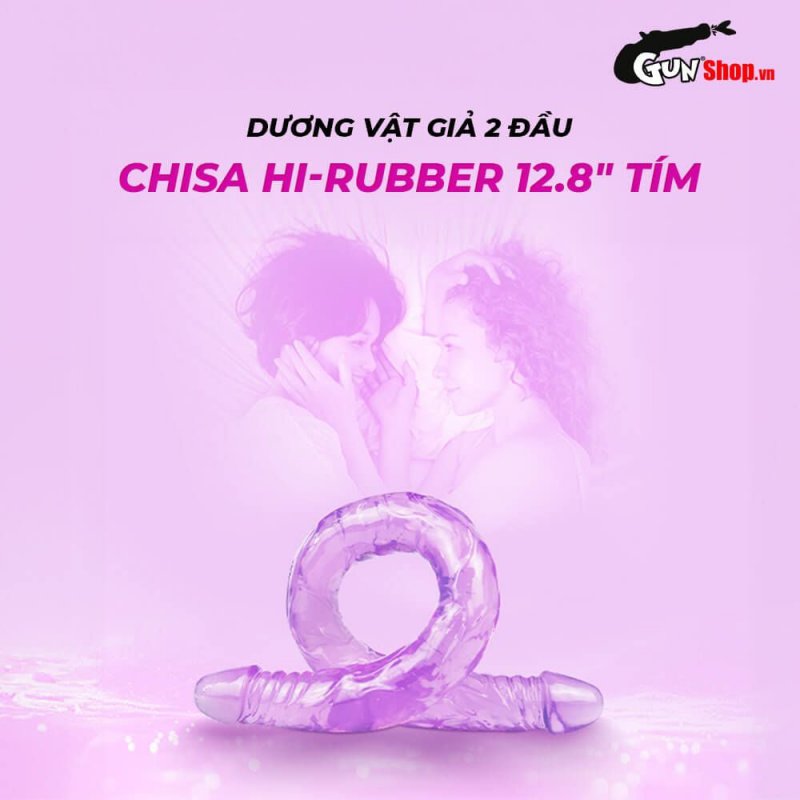 Dương vật giả 2 đầu Chisa Hi-Rubber 12.8 inch tím siêu thực