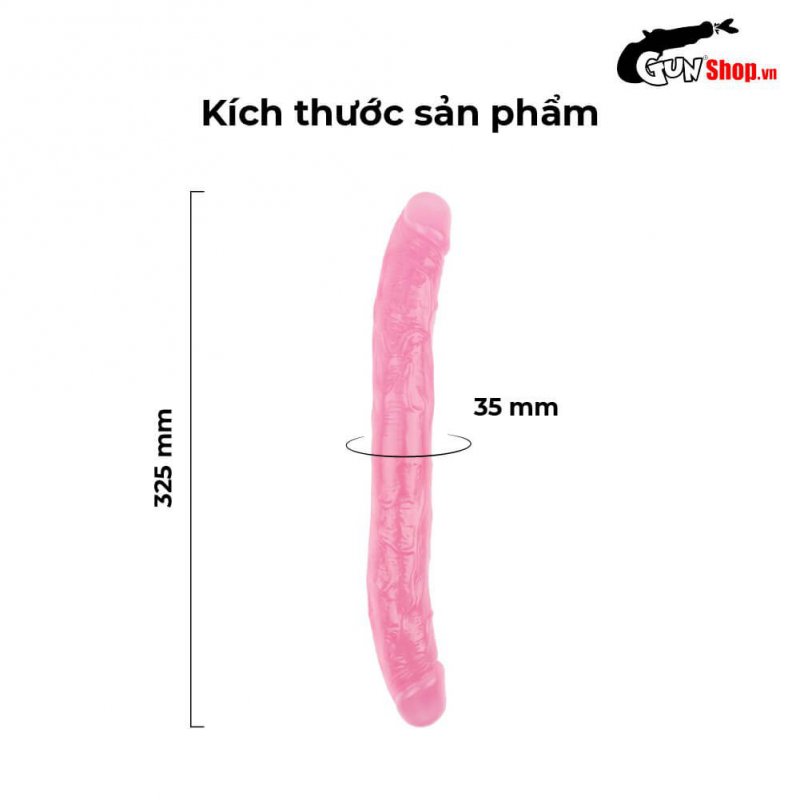 Dương vật giả 2 đầu Chisa Hi-Rubber 12.8 Inch Hồng Siêu Mềm An Toàn
