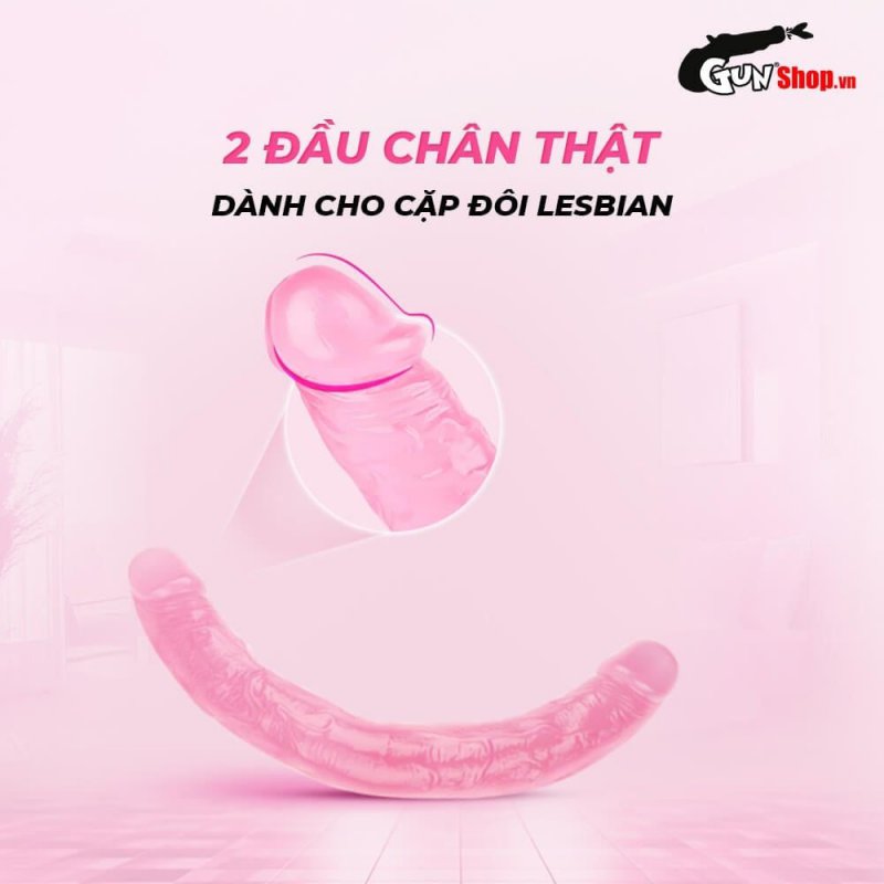 Dương vật giả 2 đầu Chisa Hi-Rubber 12.8 Inch Hồng Siêu Mềm An Toàn