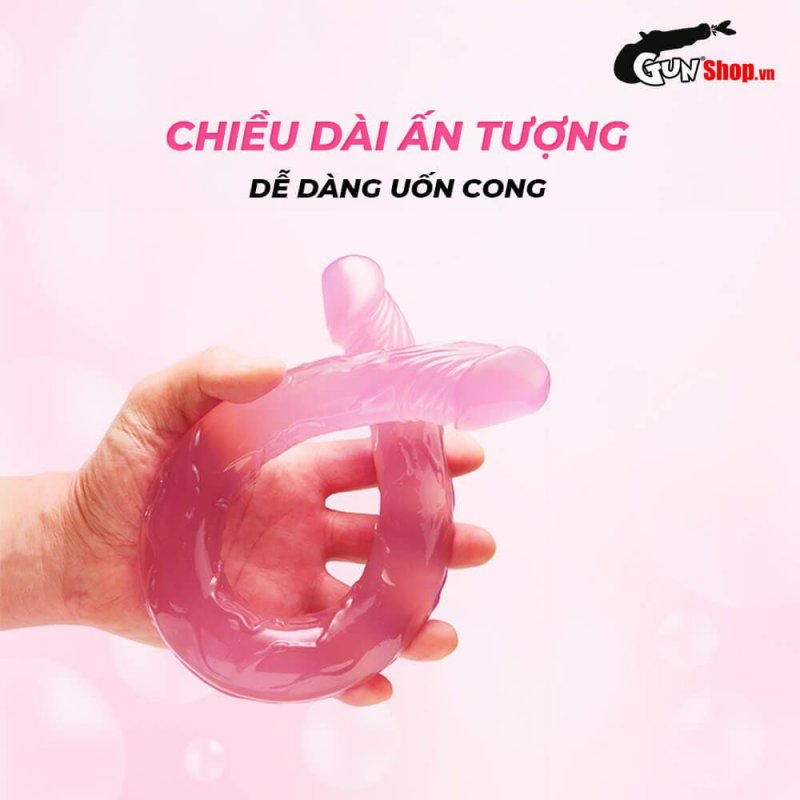 Dương vật giả 2 đầu Chisa Hi-Rubber 12.8 Inch Hồng Siêu Mềm An Toàn