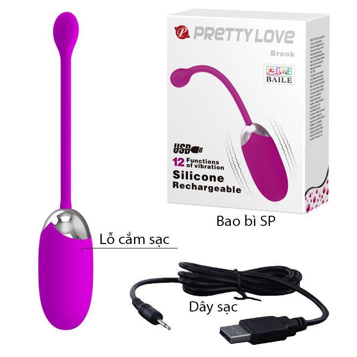 Trứng rung Pretty Love Brook cao cấp điều khiển đuôi kích thích