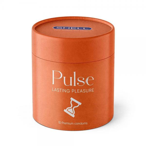 Bao cao su Shell Pulse Lasting Pleasure - Hương nước hoa cao cấp, kéo dài, gân nổi - Hộp 10 cái 