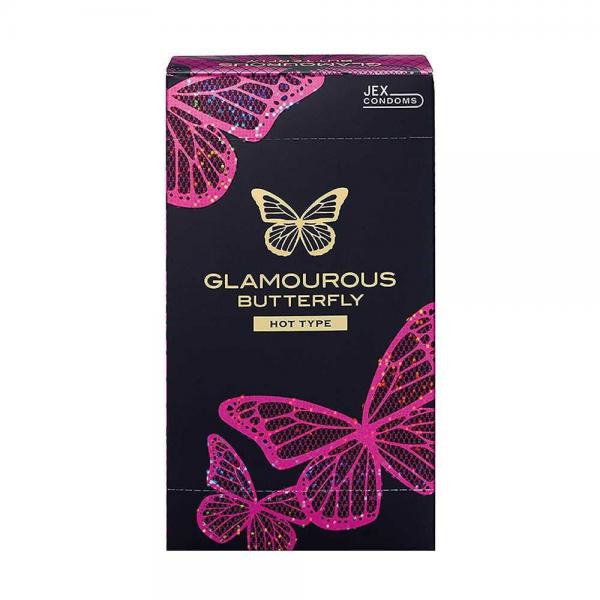 Bao cao su JEX Glamourous Butterfly Hot - Nóng ấm, nhiều gel bôi trơn - Hộp 12 cái 