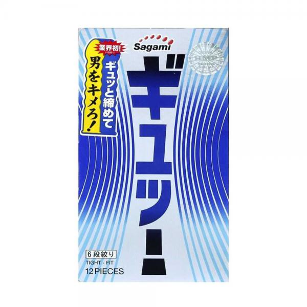 Bao cao su Sagami Six Fit V Tight Fit - Thiết kế 6 lần lượn sóng, siêu mỏng - Hộp 12 cái 