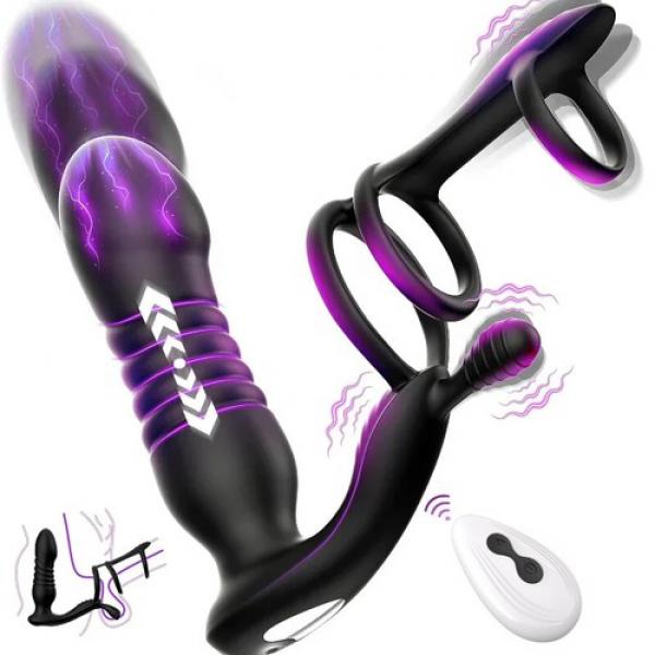 Máy Kích Thích Hậu Môn Tuyến Tiền Liệt 3 Trong 1 Có Vòng Đeo Dương Vật 