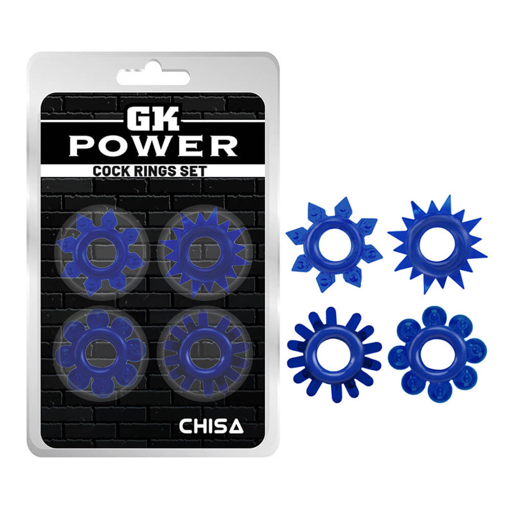 Vòng đeo kéo dài thời gian Chisa Cock Rings Set - Blue 