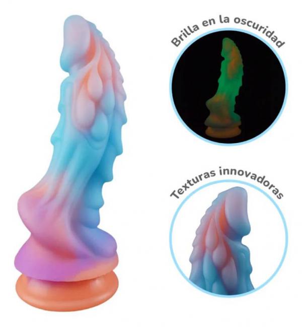 Dildo Fantasy Elfo Rồng Phát Sáng Có Đế Hít Tường – Dương Vật Giả Silicon Cao Cấp Kích Thích Điểm G & P 