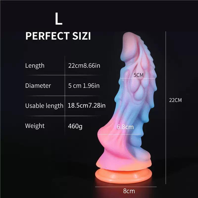 Dildo Fantasy Elfo Rồng Phát Sáng Có Đế Hít Tường – Dương Vật Giả Silicon Cao Cấp Kích Thích Điểm G & P