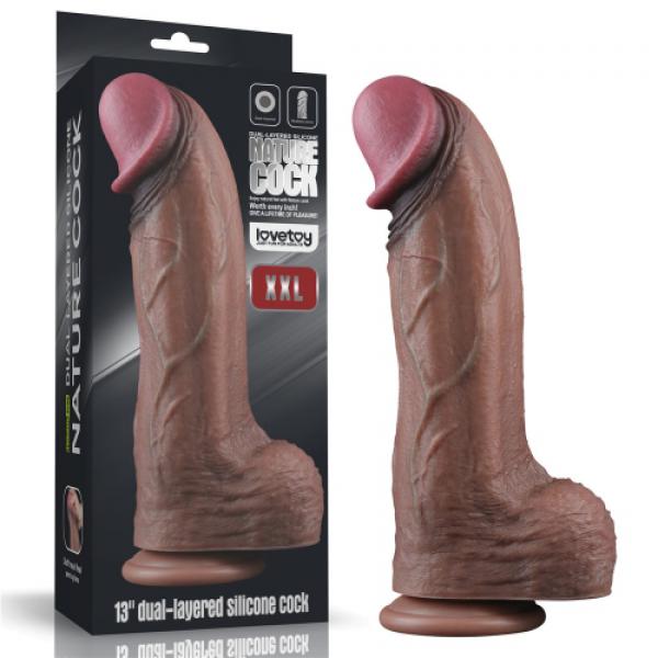 Dương Vật Giả Lovetoy XXL 2 Lớp Silicon Bạch Kim Cu Giả Siêu Khủng Giống Thật Đế Hít Tường 