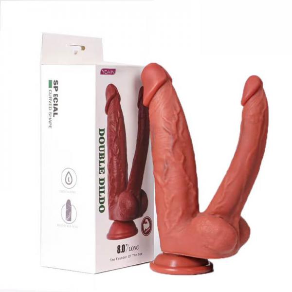 Dương Vật Giả 2 Đầu YEAIN Double Dildo 8 Inch Có Đế Hít Tường 