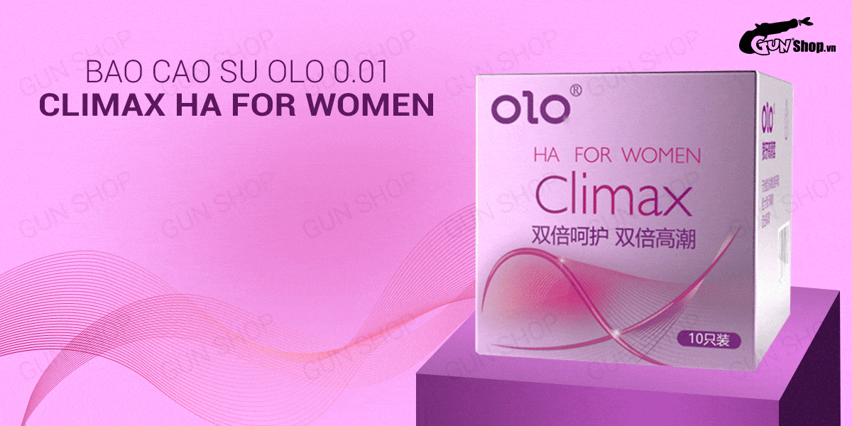 Cung cấp Bao cao su OLO 0.01 Climax Ha For Women - Siêu mỏng dưỡng ẩm gai li ti - Hộp 10 giá sỉ