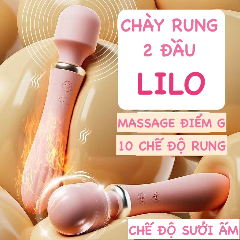 Chày rung 2 đầu LiLo không dây toả nhiệt máy massage điểm G Chày rung 2 đầu LiLo không dây toả nhiệt máy massage điểm G