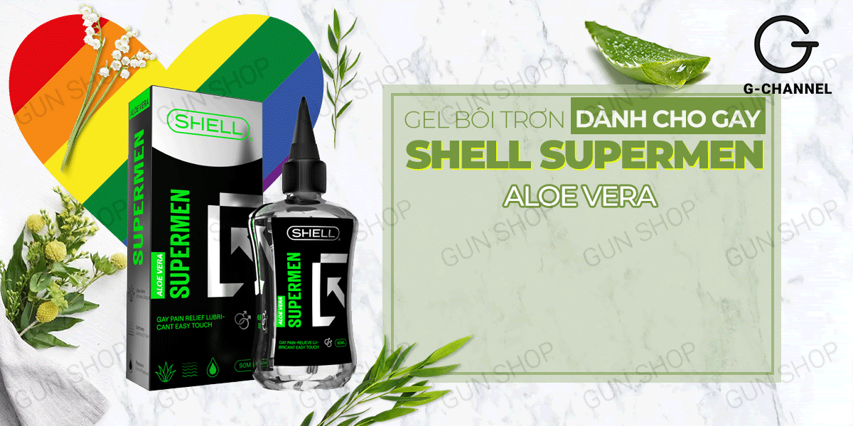  Sỉ Gel bôi trơn hậu môn tinh chất lô hội - Shell Supermen Aloe Vera - Chai 90ml cao cấp