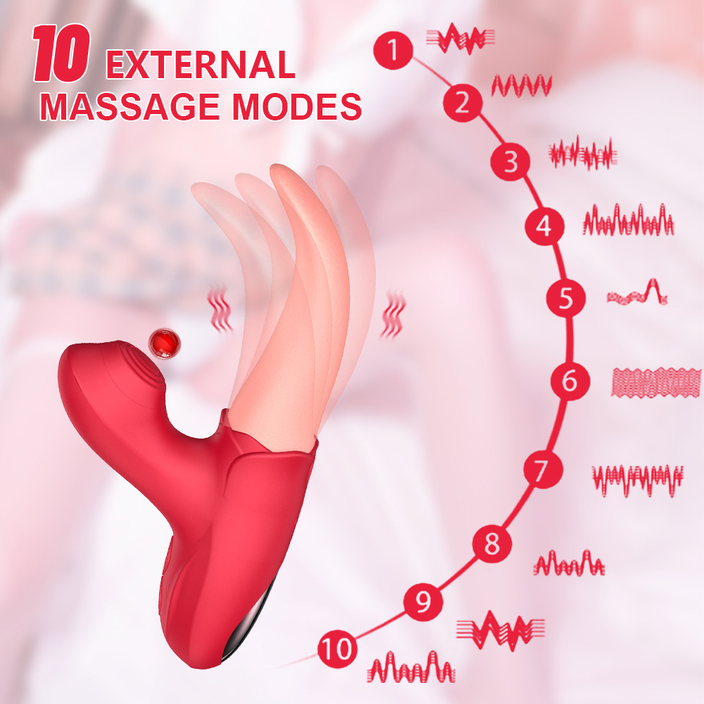 Lưỡi liếm hoa hồng có nhánh rung bú hút thổi 10 chế độ