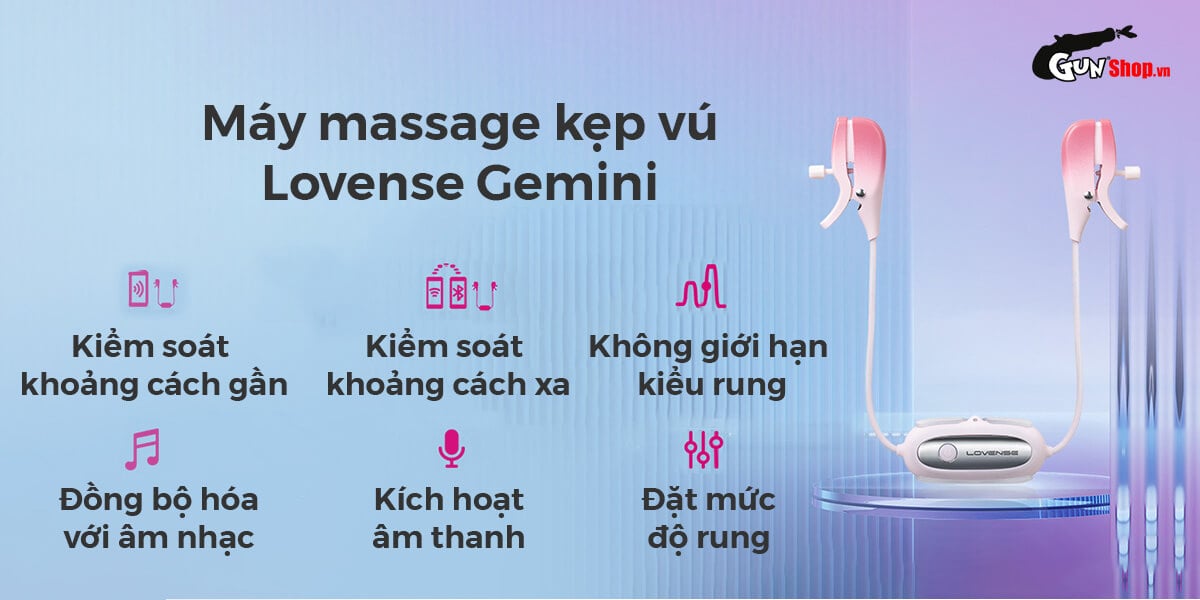 Cung cấp Máy massage kẹp vú Lovense Gemini điều khiển qua app kích thích điểm G hàng mới về