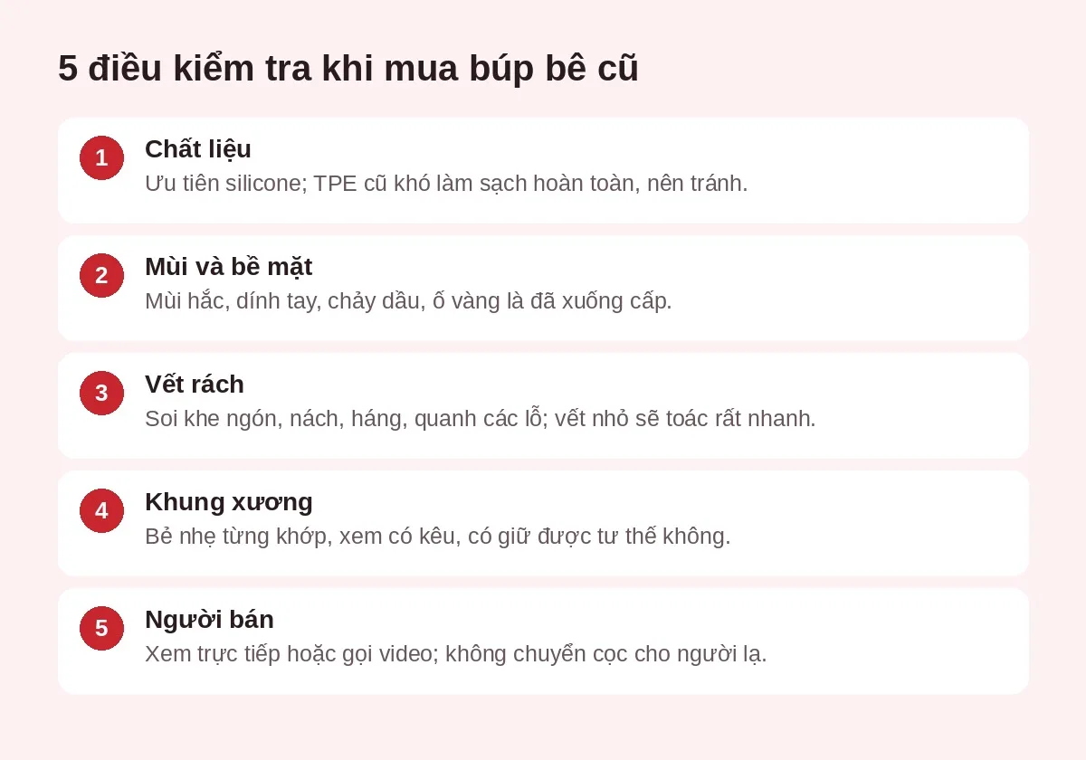 5 điều kiểm tra khi mua búp bê tình dục thanh lý: chất liệu, mùi, vết rách, khung xương, người bán