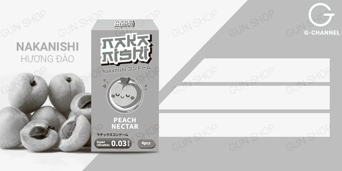 Bao cao su Nakanishi 0.03 siêu mỏng hương đào hộp 4 cái — ảnh 2