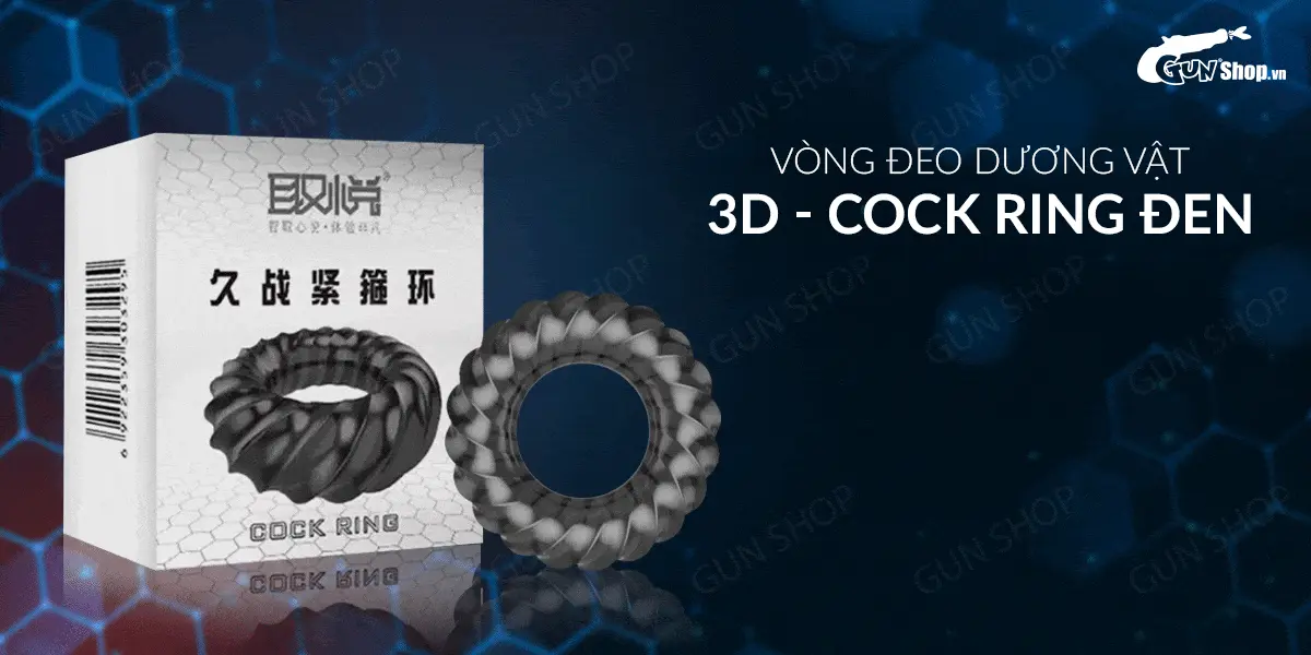 Vòng Đeo Dương Vật Cock Ring Đen 3D Kéo Dài Thời Gian Xuất Tinh — ảnh 2