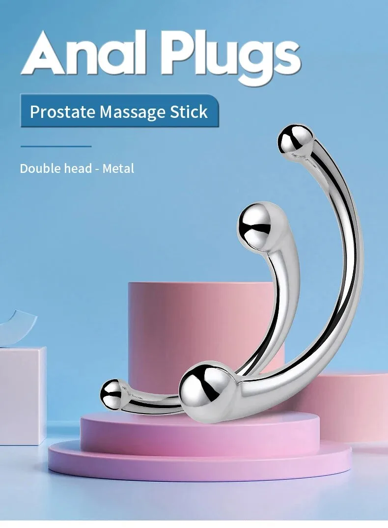 Que inox cong C massage hậu môn kích thích tuyến tiền liệt — Que inox hai đầu cong chữ C – dụng cụ massage chuyên biệt