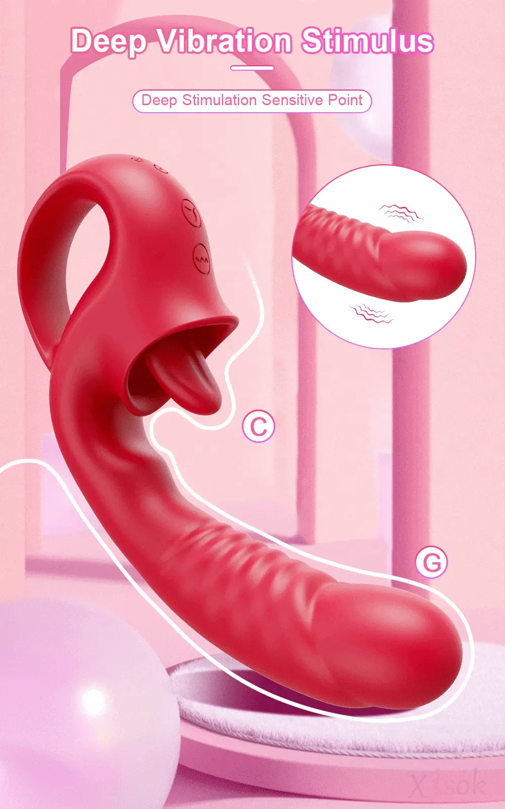 Dương vật giả đa năng lưỡi liếm rung kích thích mạnh mẽ — ảnh 4