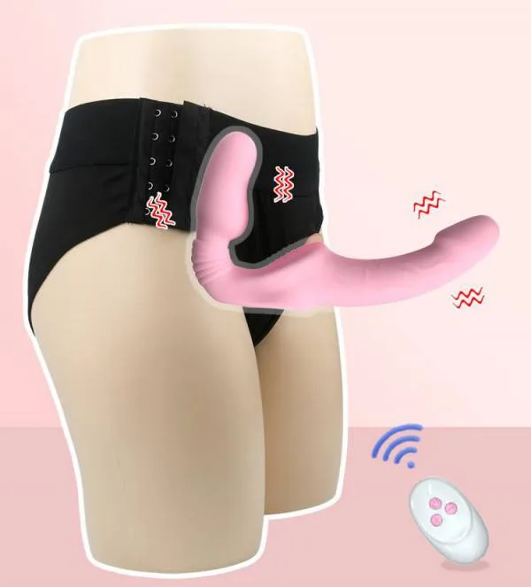 Dương Vật Giả 2 Đầu Điều Khiển Từ Xa Yunman Rung Mạnh Strap On Dildo Cho Les