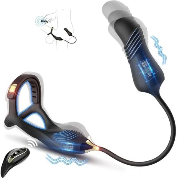 Vòng đeo dương vật kết hợp dụng cụ anal plug rung thụt massage hậu môn Lord of the Rings III