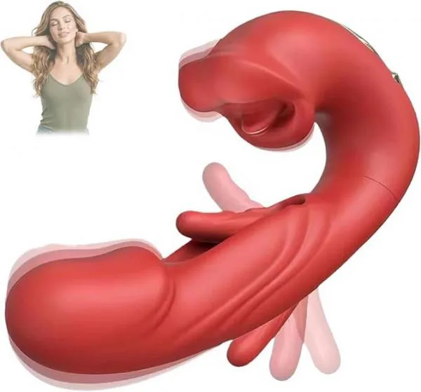 Dildo Rung Liếm Mút Đá Lưỡi Red Lips 3 Trong 1 Máy Massage Âm Vật Điểm G