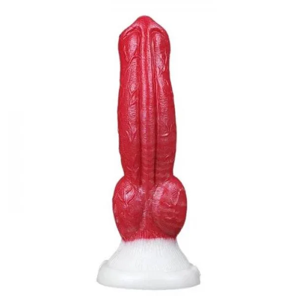 Dương Vật Giả Kiểu Chó Sói Knot Silicone Cong Lớn Có Đế Hít Tường Cao Cấp
