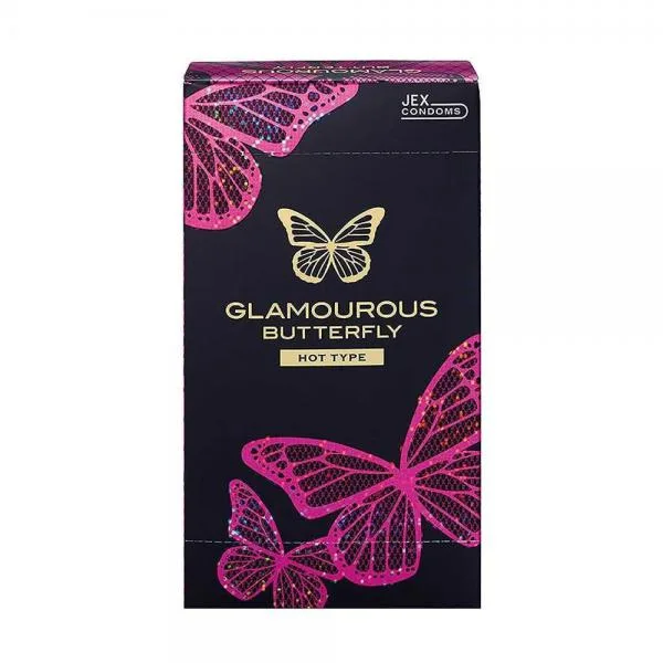 Bao cao su JEX Glamourous Butterfly Hot - Nóng ấm, nhiều gel bôi trơn - Hộp 12 cái