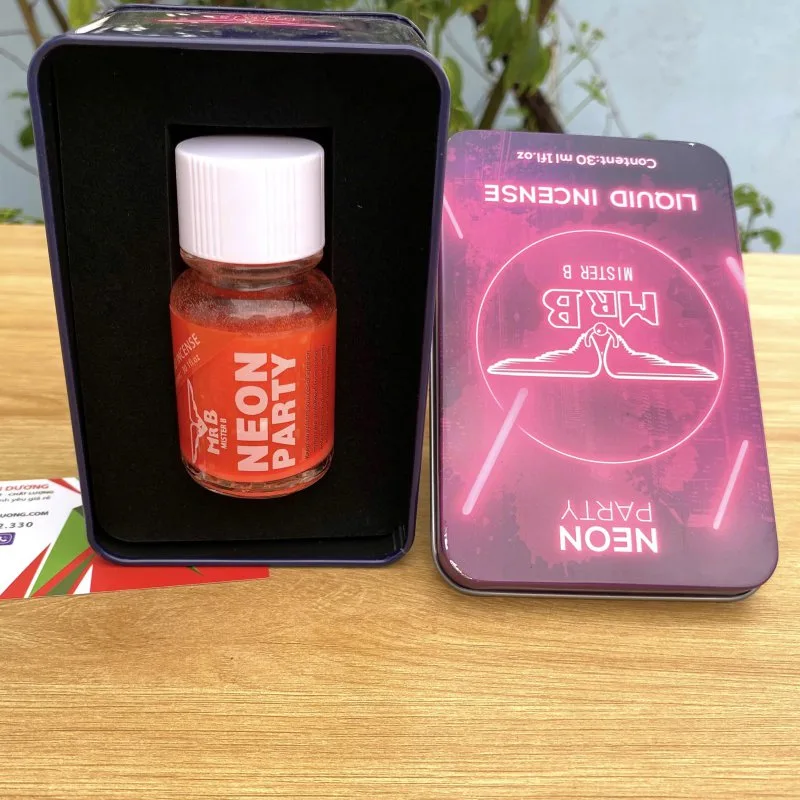 Popper Neon Party Đỏ Mr.B 30ml hộp thiếc sang trọng tăng khoái cảm hưng phấn