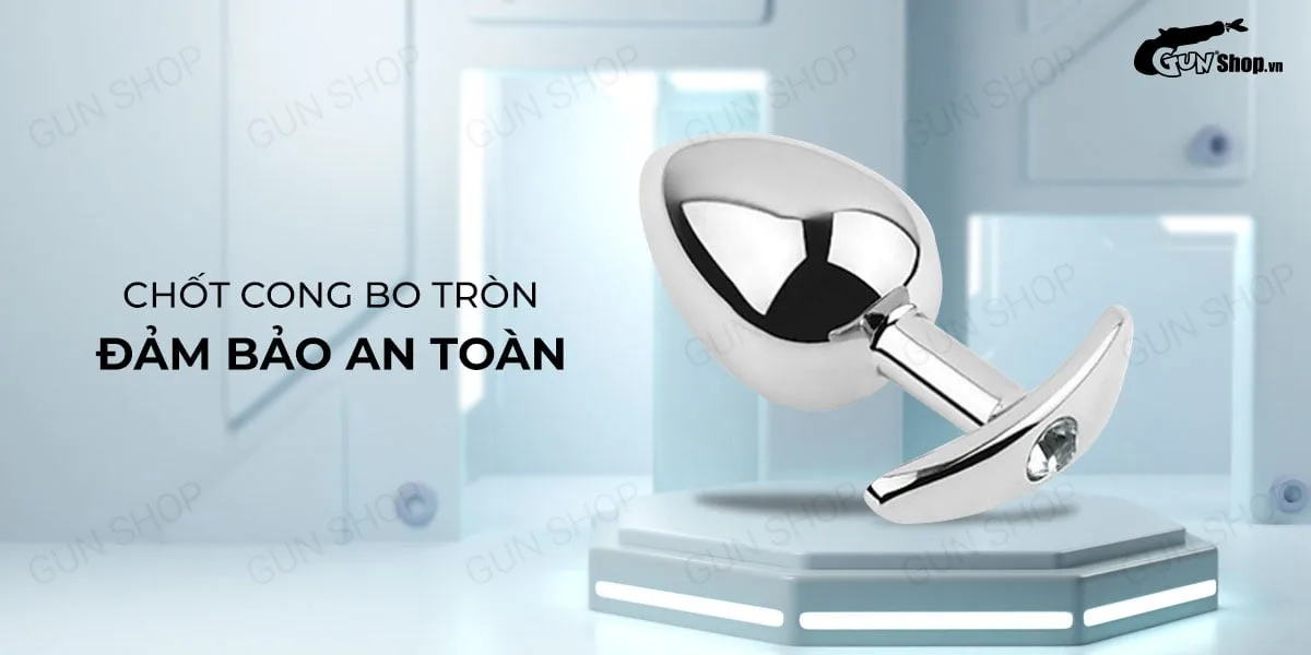 Phích inox hậu môn đính đá 3.4cm kích thích se khít sexy — Phích inox cắm hậu môn đính đá size vừa 3.4cm butt plugs