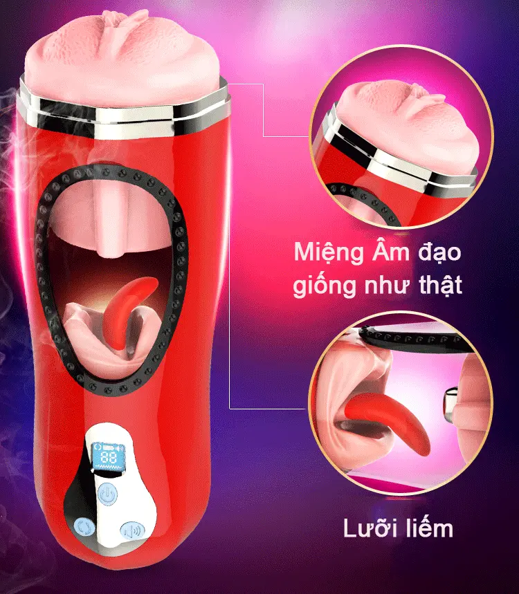 Âm đạo giả Jiuai rung toả nhiệt lưỡi bú liếm phê nhất