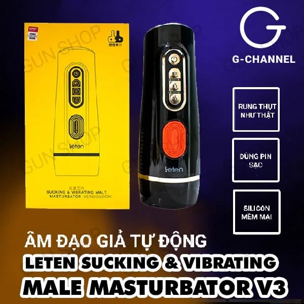 Âm đạo giả tự động cao cấp sạc điện - Leten Sucking & Vibrating Male Masturbator - V3 — ảnh 4