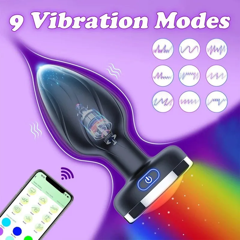 Anal Plug Điều Kiển Qua App - Phích Cắm Hậu Môn 10 Chế Độ Rung & Đèn LED Đổi Màu — ảnh 3