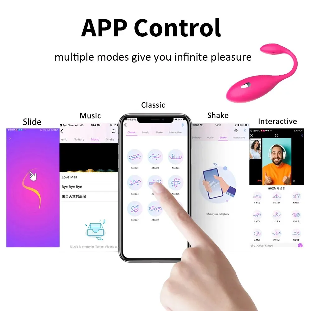 Trứng rung sốc điện Levett điều khiển app Bluetooth kích — Thông tin Trứng rung sốc điện Levett điều khiển từ xa qua