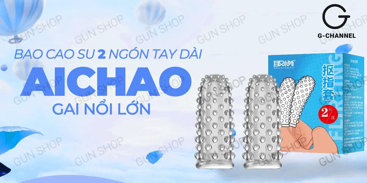 Bao cao su 2 ngón tay Aichao gai nổi lớn kích thích vượt trội hộp 2 cái — ảnh 2