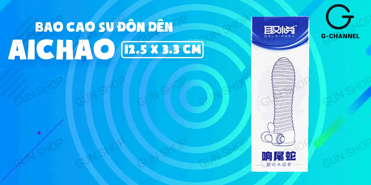 Bao cao su đôn dên tăng kích thước rung - Aichao Xanh — ảnh 2