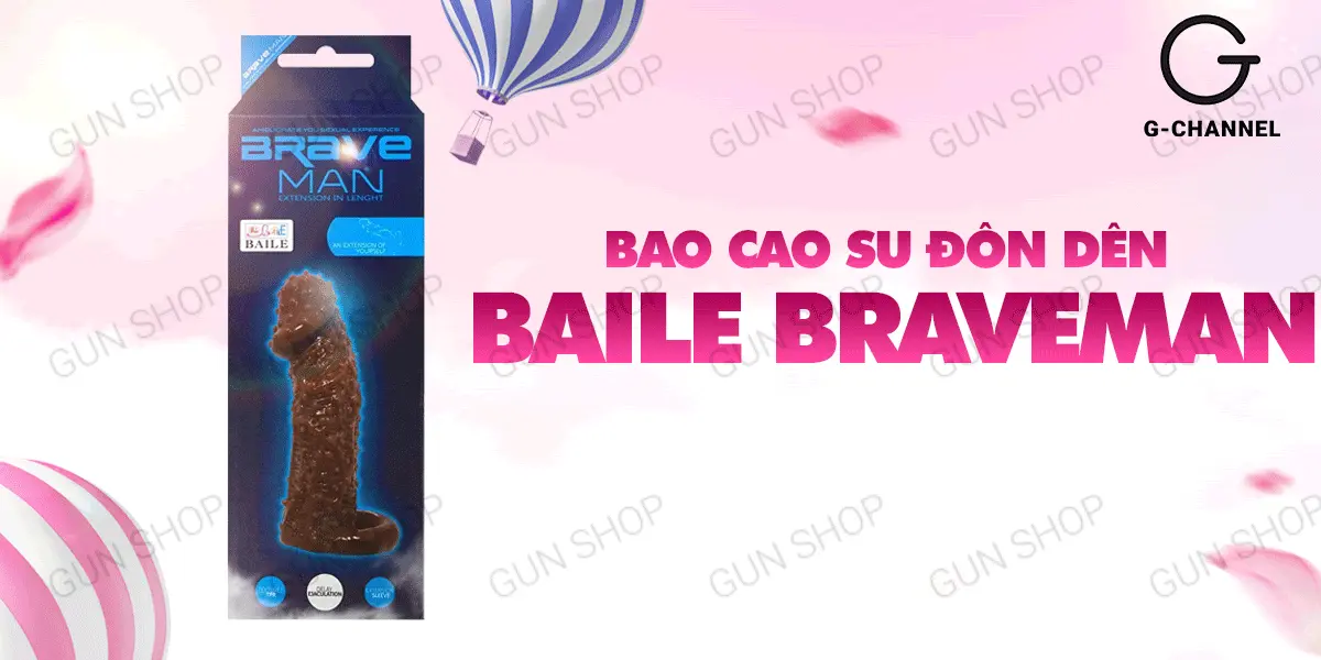 Bao cao su dên tăng kích thước có dây đeo Baile Braveman 14x4cm phát triển kích thích chọn ngay — ảnh 2