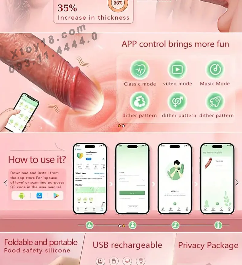 Bao Cao Su Đôn Dên Có Rung EUREKA Điều Khiển Từ Xa Qua App — 9 chế độ rung – Điều khiển linh hoạt bằng remote hoặc app