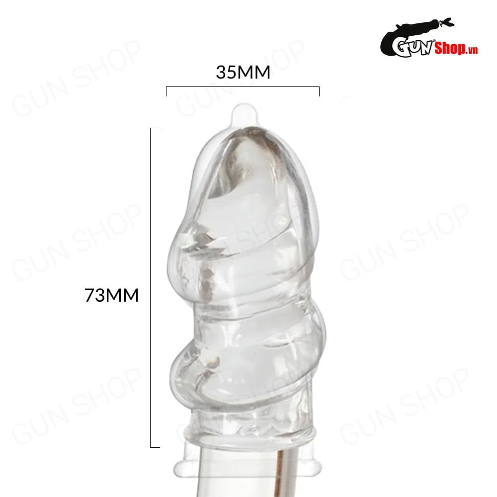 Bao cao su đôn dên tăng kích thước Aichao Thin Hồng - Che quy đầu — ảnh 3