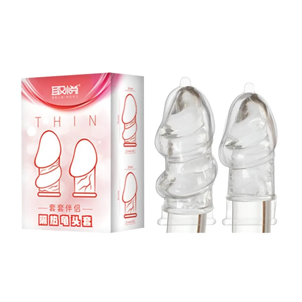 Bao cao su đôn dên tăng kích thước Aichao Thin Hồng - Che quy đầu — ảnh 2
