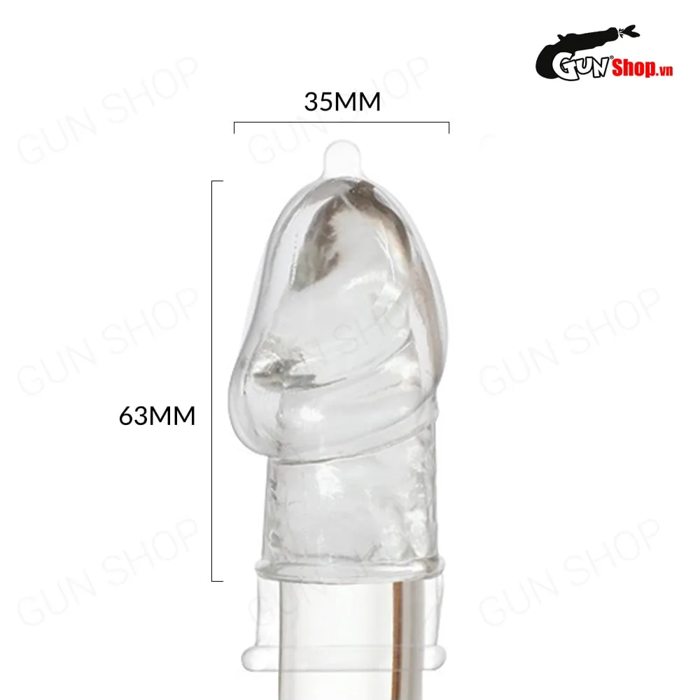 Bao cao su đôn dên tăng kích thước Aichao Thin Hồng - Che quy đầu — ảnh 4