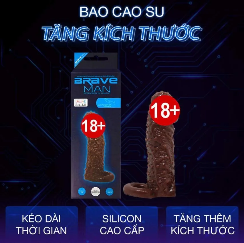 Bao cao su dên tăng kích thước có dây đeo Baile Braveman 14x4cm phát triển kích thích chọn ngay — ảnh 4