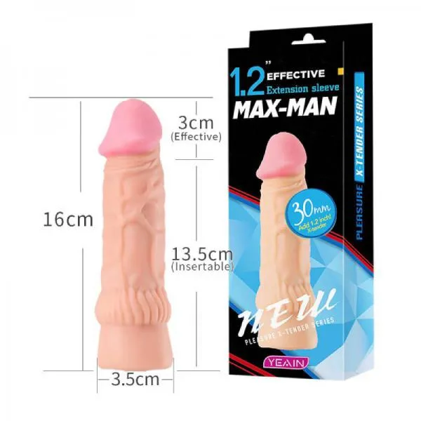 Bao Cao Su Đôn Dên Yeain Max Man 30mm Tăng 3cm Gân Nổi Siêu Kích Thích Tăng Khoái Cảm